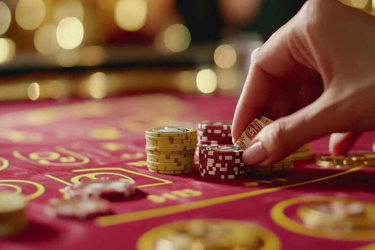 Caribbean Stud Poker table layout on jogjatoto login with dealer position and betting circles